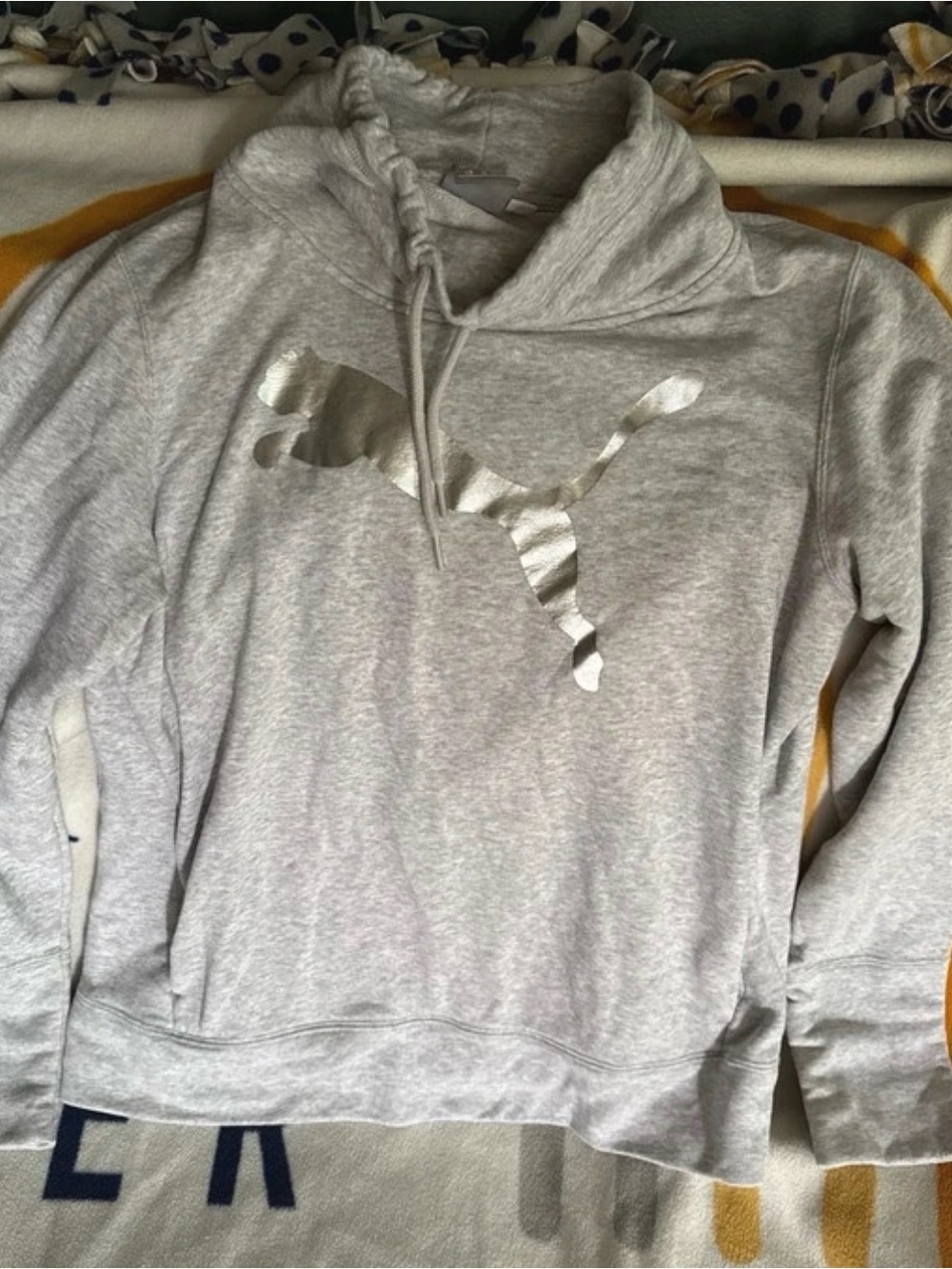 Puma Light Gray Crewneck Sweatshirt with Metallic Logo